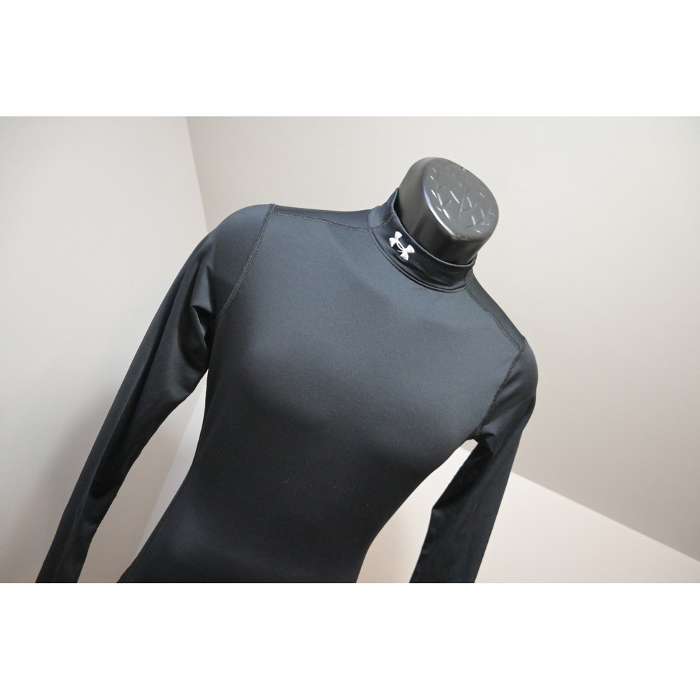 Under Armour ColdGear Mock Turtleneck Womens Small Black Long Sleeve Fitted